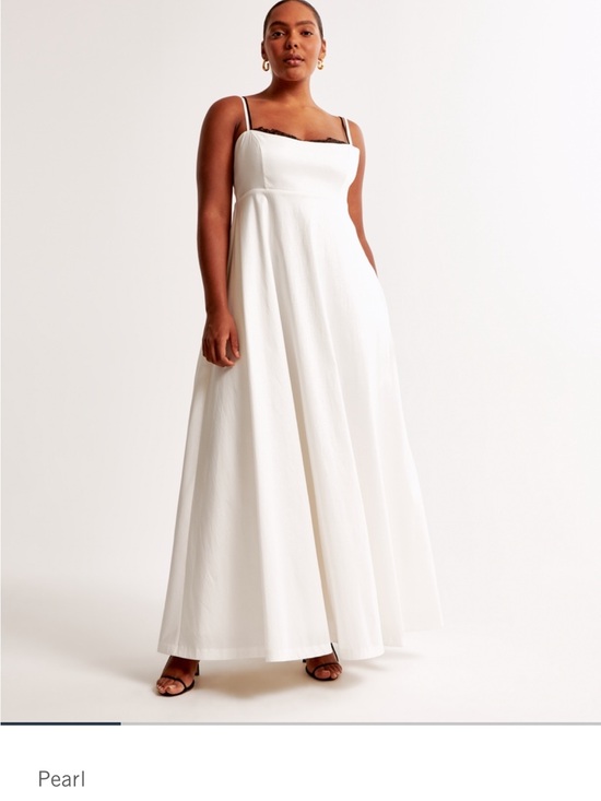 Dresses & Skirts - Pearl White Maxi Dress with Lace Trim